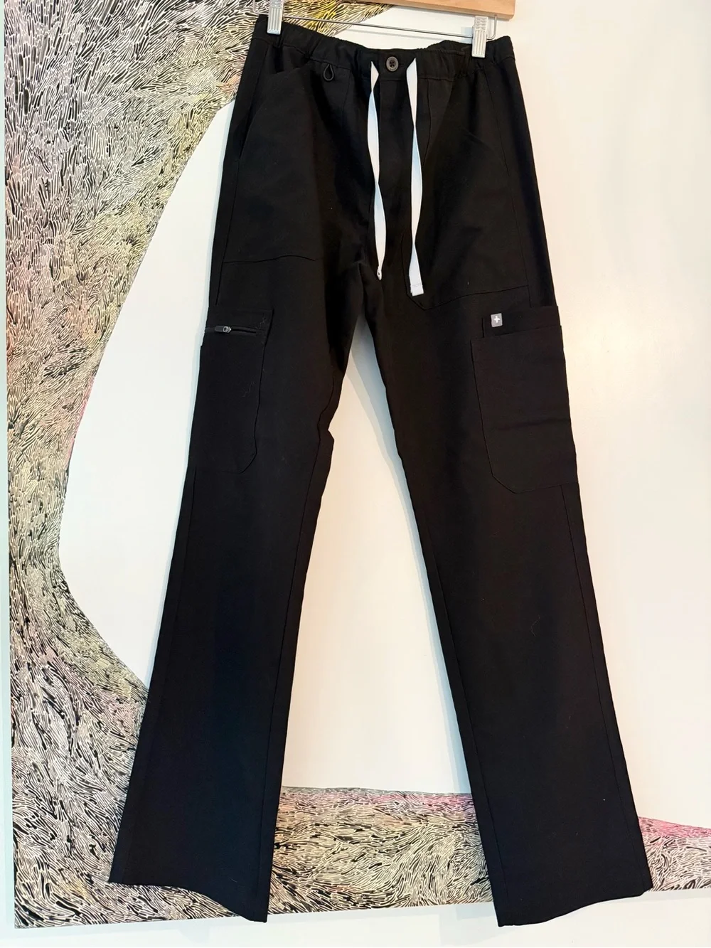 Figs Cairo Black Scrub Pants with Drawstring S